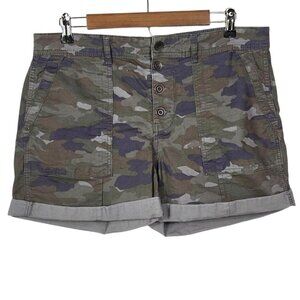 Anthropologie The Wanderer Camo Cuffed Shorts Sz 31 4" Inseam Button Fly Pilco